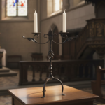 Hand Forged Iron Candelabra 23" (59cm) Antique Copper Finish Grand Wide & Tall Centerpiece - Image 3