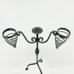 Hand Forged Iron Candelabra 26.5" (67cm) Sculptural Spiral Single Candle Stand Antique Finish - Image 9