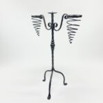 Hand Forged Iron Candelabra 26.5" (67cm) Sculptural Spiral Single Candle Stand Antique Finish - Image 8