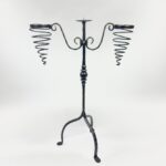 Hand Forged Iron Candelabra 26.5" (67cm) Sculptural Spiral Single Candle Stand Antique Finish - Image 10
