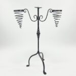 Hand Forged Iron Candelabra 26.5" (67cm) Sculptural Spiral Single Candle Stand Antique Finish - Image 7