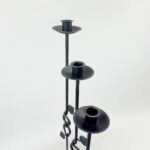 Hand Forged Iron Candelabra Set of 3 (91-111cm) Antique Copper Finish Floor Standing Sculpted Twist & Leaf Node Estate Set - Image 4