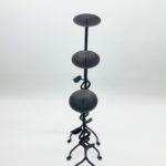 Hand Forged Iron Candelabra Set of 3 (80-100cm) Antique Copper Finish Sculpted Twist & Leaf Floor Set - Image 4