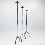 Hand Forged Iron Candelabra Set of 3 (100-120cm) Antique Copper Finish Classic Spindle Node Floor Set - Image 6