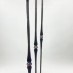 Hand Forged Iron Candelabra Set of 3 (100-120cm) Antique Copper Finish Classic Spindle Node Floor Set - Image 4