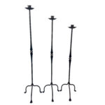 Hand Forged Iron Candelabra Set of 3 (100-120cm) Antique Copper Finish Classic Spindle Node Floor Set