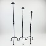 Hand Forged Iron Candelabra Set of 3 (100-120cm) Antique Copper Finish Classic Spindle Node Floor Set