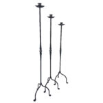 Hand Forged Iron Candelabra Set of 3 (100-120cm) Antique Copper Finish Classic Spindle Node Floor Set - Image 5