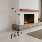 Hand Forged Iron Candelabra Set of 3 (100-120cm) Antique Copper Finish Classic Spindle Node Floor Set - Image 2