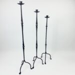 Hand Forged Iron Candelabra Set of 3 (97-117cm) Antique Copper Finish Classic Spindle Node Floor Set - Image 5