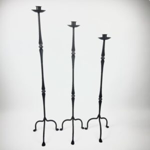 Hand Forged Iron Candelabra Set of 3 (97-117cm) Antique Copper Finish Classic Spindle Node Floor Set