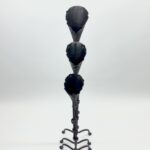 Hand Forged Iron Candelabra Set of 3 (87-107cm) Antique Copper Finish Sculptural Calla Lily Floor Set - Image 4