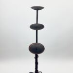 Hand Forged Iron Candelabra Set of 3 (90-110cm) Antique Copper Finish Segmented Ring Node Floor Set - Image 4