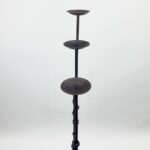 Hand Forged Iron Candelabra Set of 3 (98-118cm) Antique Copper Finish Sculptural Iron Bamboo Style Estate Set - Image 4