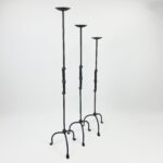 Hand Forged Iron Candelabra Set of 3 (98-118cm) Antique Copper Finish Sculptural Iron Bamboo Style Estate Set - Image 5