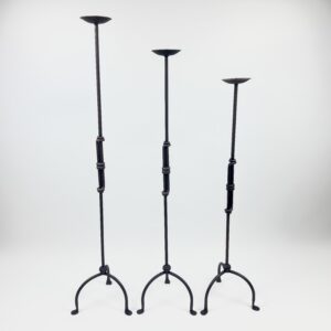 Hand Forged Iron Candelabra Set of 3 (98-118cm) Antique Copper Finish Sculptural Iron Bamboo Style Estate Set
