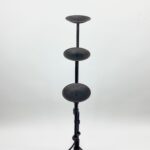 Hand Forged Iron Candelabra Set of 3 (90-110cm) Antique Copper Finish Iron Bamboo Stem with Scroll Base Estate Set - Image 4