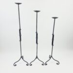 Hand Forged Iron Candelabra Set of 3 (90-110cm) Antique Copper Finish Iron Bamboo Stem with Scroll Base Estate Set