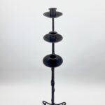 Hand Forged Iron Candelabra Set of 3 (92-112cm) Antique Copper Finish Slender Stem with French Scroll Base - Image 5