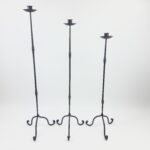 Hand Forged Iron Candelabra Set of 3 (93-113cm) Antique Copper Finish Twisted Stem Floor Set