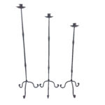 Hand Forged Iron Candelabra Set of 3 (93-113cm) Antique Copper Finish Twisted Stem Floor Set