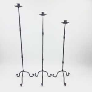 Hand Forged Iron Candelabra Set of 3 (93-113cm) Antique Copper Finish Twisted Stem Floor Set