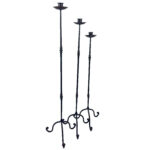 Hand Forged Iron Candelabra Set of 3 (93-113cm) Antique Copper Finish Twisted Stem Floor Set - Image 4