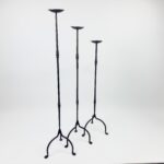 Hand Forged Iron Candelabra Set of 3 (93-113cm) Antique Copper Finish Slender Stem with Compact Arched Base - Image 5