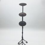 Hand Forged Iron Candelabra Set of 3 (90-110cm) Antique Copper Finish Straight Stem with Ornate French Scroll Feet - Image 4