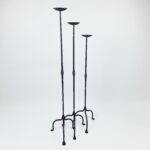 Hand Forged Iron Candelabra Set of 3 (95-115cm) Antique Copper Finish Straight Stem with Compact Arched Base - Image 5