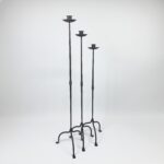 Hand Forged Iron Candelabra Set of 3 (94-114cm) Antique Copper Finish Twisted Stem with Simple Tripod Base - Image 5