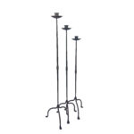 Hand Forged Iron Candelabra Set of 3 (94-114cm) Antique Copper Finish Twisted Stem with Simple Tripod Base - Image 4