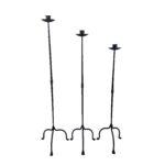 Hand Forged Iron Candelabra Set of 3 (94-114cm) Antique Copper Finish Twisted Stem with Simple Tripod Base