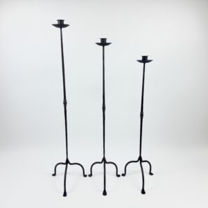 Hand Forged Iron Candelabra Set of 3 (94-114cm) Antique Copper Finish Twisted Stem with Simple Tripod Base