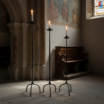 Hand Forged Iron Candelabra Set of 3 (94-114cm) Antique Copper Finish Twisted Stem with Simple Tripod Base - Image 2