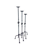 Hand Forged Iron Candelabra Set of 3 (82-101cm) Antique Copper Finish Knotted Stem with Arched Base - Image 4