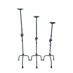 Hand Forged Iron Candelabra Set of 3 (82-101cm) Antique Copper Finish Knotted Stem with Arched Base