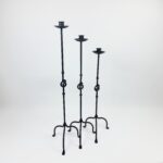 Hand Forged Iron Candelabra Set of 3 (80-100cm) Antique Copper Finish Love Knot Stem Floor Set - Image 5