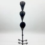 Hand Forged Iron Candelabra Set of 3 (97-117cm) Antique Copper Finish Slender Stem with Lily Cups - Image 5