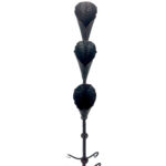 Hand Forged Iron Candelabra Set of 3 (100-120cm) Antique Copper Finish Hammered Stem with Calla Lily Cups - Image 8