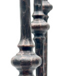 Hand Forged Iron Candelabra Set of 3 (100-120cm) Antique Copper Finish Hammered Stem with Calla Lily Cups - Image 3