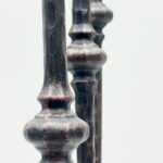 Hand Forged Iron Candelabra Set of 3 (100-120cm) Antique Copper Finish Hammered Stem with Calla Lily Cups - Image 8