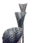 Hand Forged Iron Candelabra Set of 3 (100-120cm) Antique Copper Finish Hammered Stem with Calla Lily Cups - Image 7