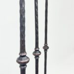 Hand Forged Iron Candelabra Set of 3 (93-113cm) Antique Copper Finish Hammered Stem with Decorative Knop - Image 6