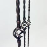 Hand Forged Iron Candelabra Set of 3 (101-121cm) Antique Copper Finish Heavy Rope Twist Stem with Openwork Cage Detail - Image 5