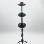 Hand Forged Iron Candelabra Set of 3 (101-121cm) Antique Copper Finish Heavy Rope Twist Stem with Openwork Cage Detail - Image 6
