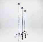 Hand Forged Iron Candelabra Set of 3 (93-113cm) Antique Copper Finish Barley Twist Stem with Deep Cylindrical Cups - Image 8