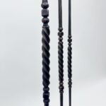 Hand Forged Iron Candelabra Set of 3 (93-113cm) Antique Copper Finish Barley Twist Stem with Deep Cylindrical Cups - Image 6