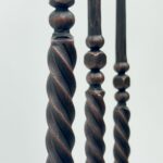 Hand Forged Iron Candelabra Set of 3 (93-113cm) Antique Copper Finish Barley Twist Stem with Deep Cylindrical Cups - Image 7
