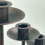 Hand Forged Iron Candelabra Set of 3 (93-113cm) Antique Copper Finish Barley Twist Stem with Deep Cylindrical Cups - Image 5